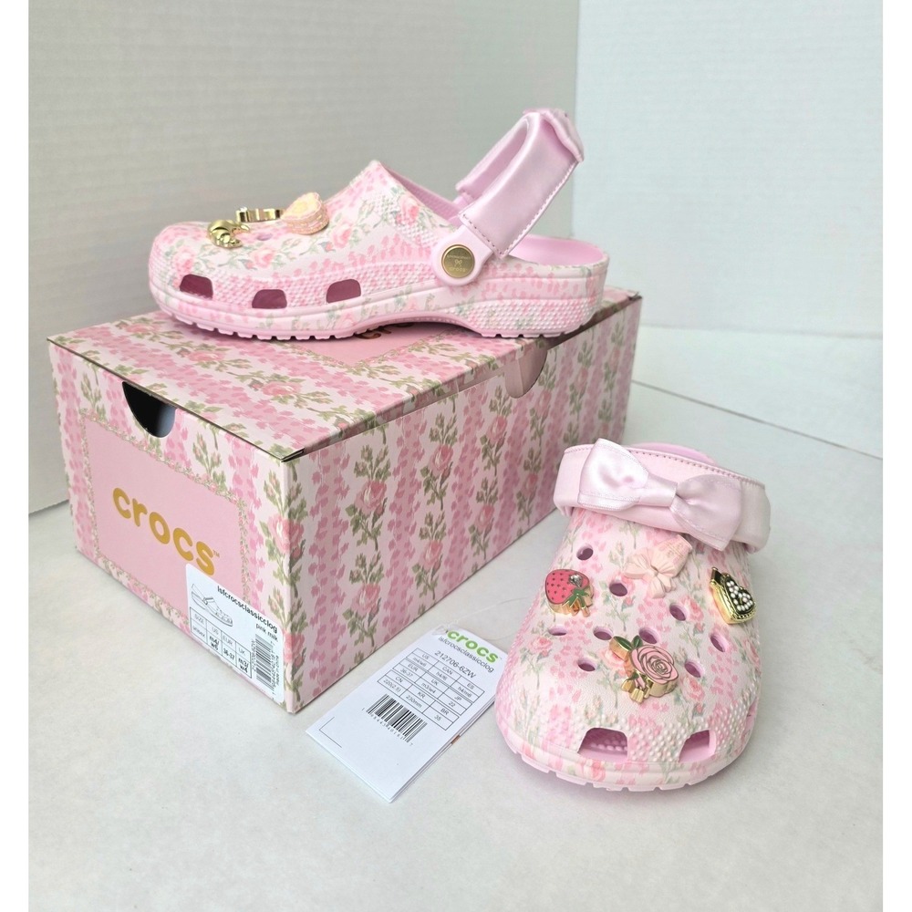 NWT Crocs x LoveShackFancy Classic Clog Pink Milk Floral Cottagecore Size 6